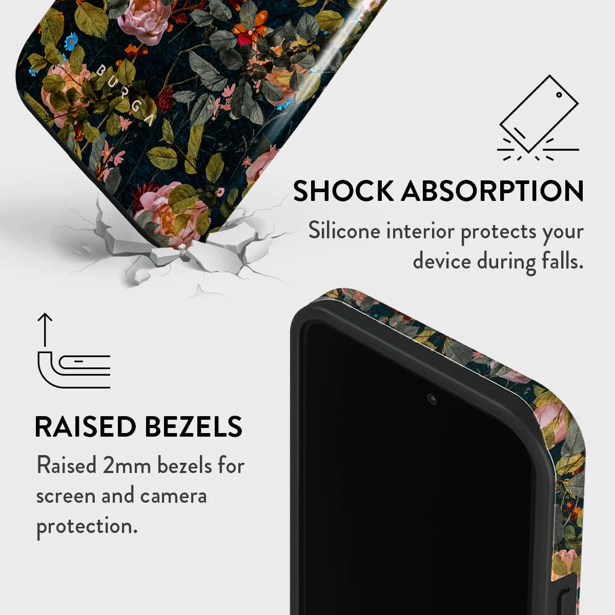 Burga iPhone 15 Pro Fashion Tough MagSafe Σκληρή Θήκη με MagSafe - Bloomy Garden