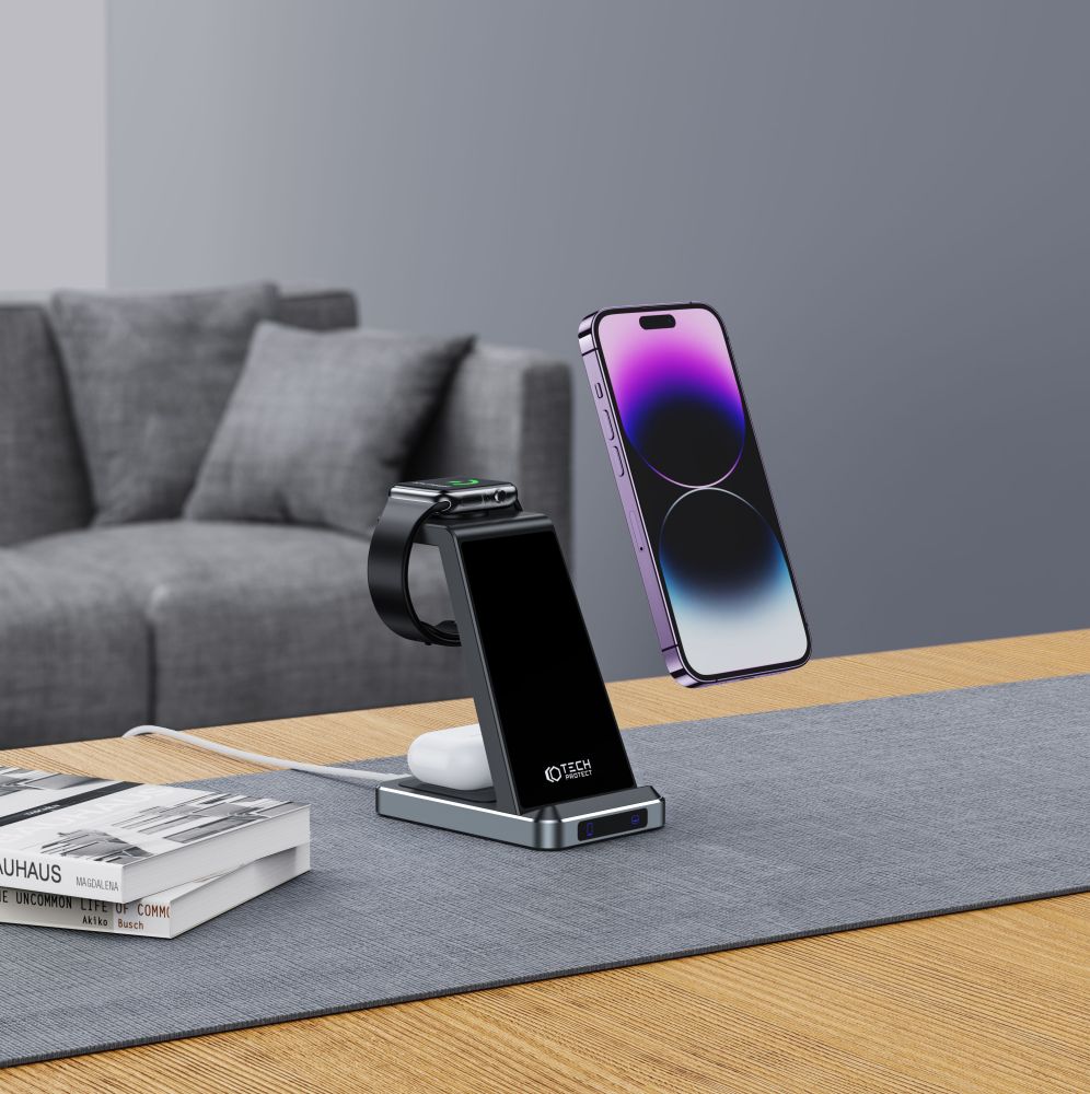 Tech - Protect QI15W - A26 3in1 Ασύρματος Φορτιστής για Smartphones, Apple Watch και Airpods / Samsung Galaxy Buds 15W - Black