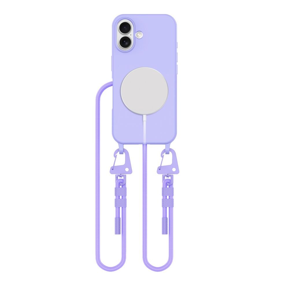 Tech - Protect iPhone 16 MagNecklace - MagSafe Θήκη Σιλικόνης TPU με Pυθμιζόμενο Αποσπώμενο Κορδόνι - Lavender