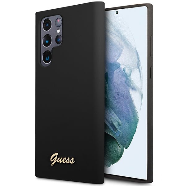 Guess Samsung Galaxy S23 Ultra Silicone Script Metal Logo Θήκη Σιλικόνης - Black - GUHCS23LSLSMK