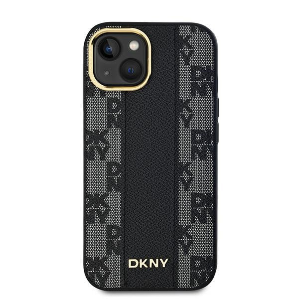 DKNY iPhone 15 / 14 / 13 - Leather Checkered Mono Pattern MagSafe Σκληρή Θήκη με Επένδυση Συνθετικού Δέρματος - Black