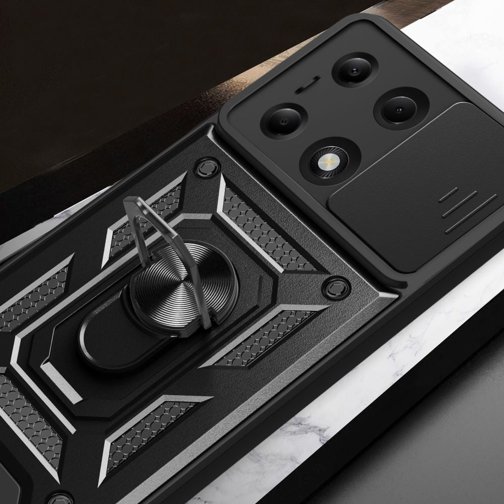 Tech - Protect Xiaomi Redmi Note 13 Pro 5G / Poco X6 5G Camshield Pro Σκληρή Θήκη με Πλαίσιο Σιλικόνης και Δαχτυλίδι Συγκράτησης - Black