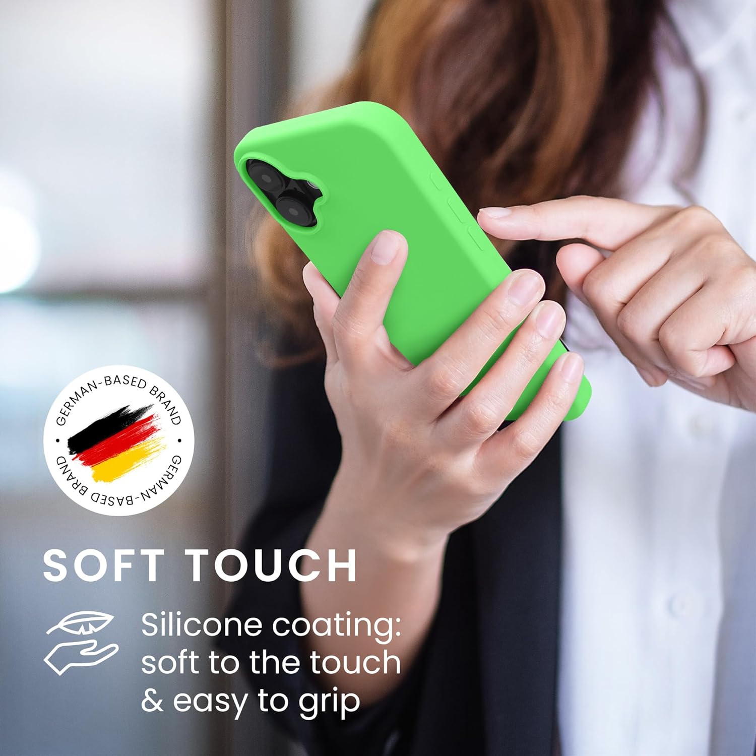 KW iPhone 16 Θήκη Σιλικόνης Rubberized TPU - Lime Green