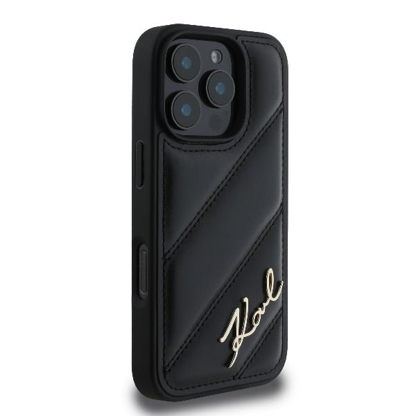 Karl Lagerfeld iPhone 16 Pro Max - Quilted Signature - Θήκη με Επένδυση Συνθετικού Δέρματος - Black - KLHCP16XPQDSMGK