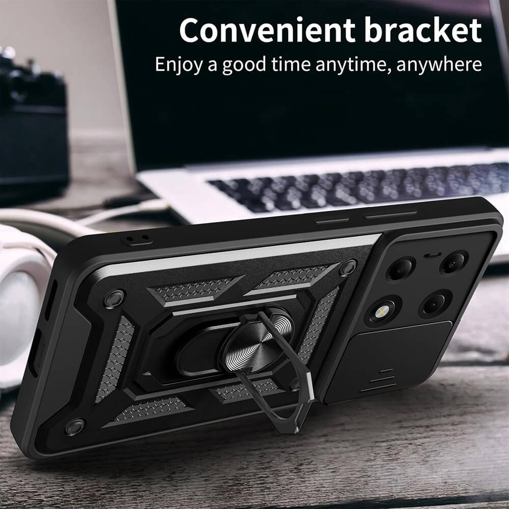 Techsuit Samsung Galaxy A36 5G - CamShield - Σκληρή Θήκη με Προστασία Καμερών και Δαχτυλίδι Συγκράτησης - Black