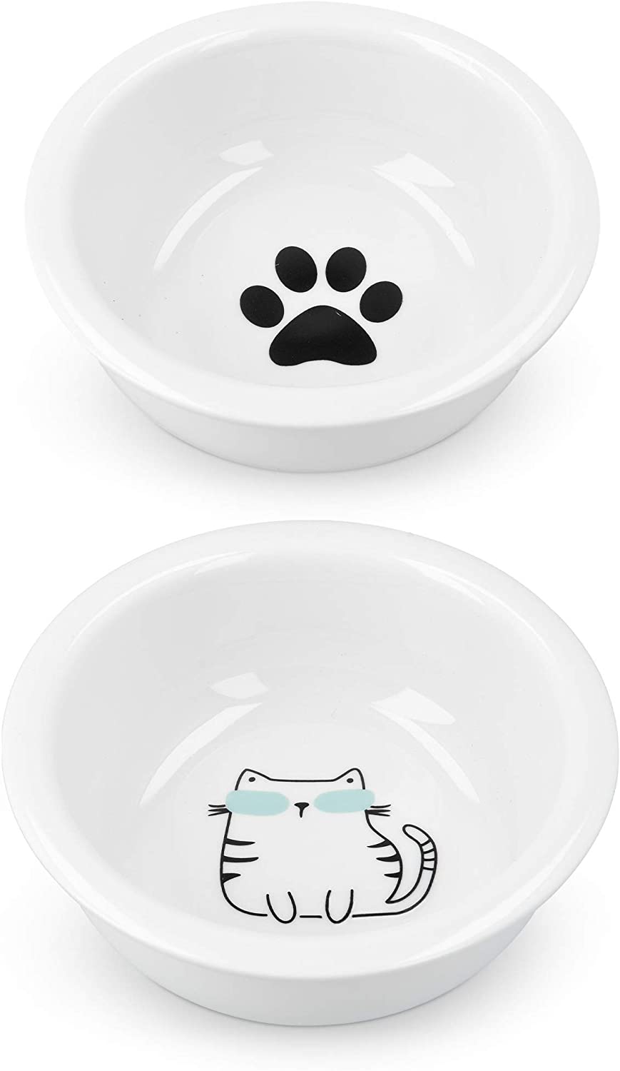 Navaris Cat Bowls - Σετ με 2 Ανταλλακτικά Μπολ Πορσελάνης Φαγητού και Νερού - 350 ml - White - 51398.01