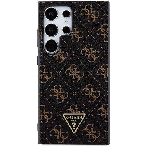 Guess Samsung Galaxy S24 Ultra - 4G Triangle - Σκληρή Θήκη με Επένδυση Συνθετικού Δέρματος και Πλαίσιο Σιλικόνης - Black - GUHCS24LPG4GPK