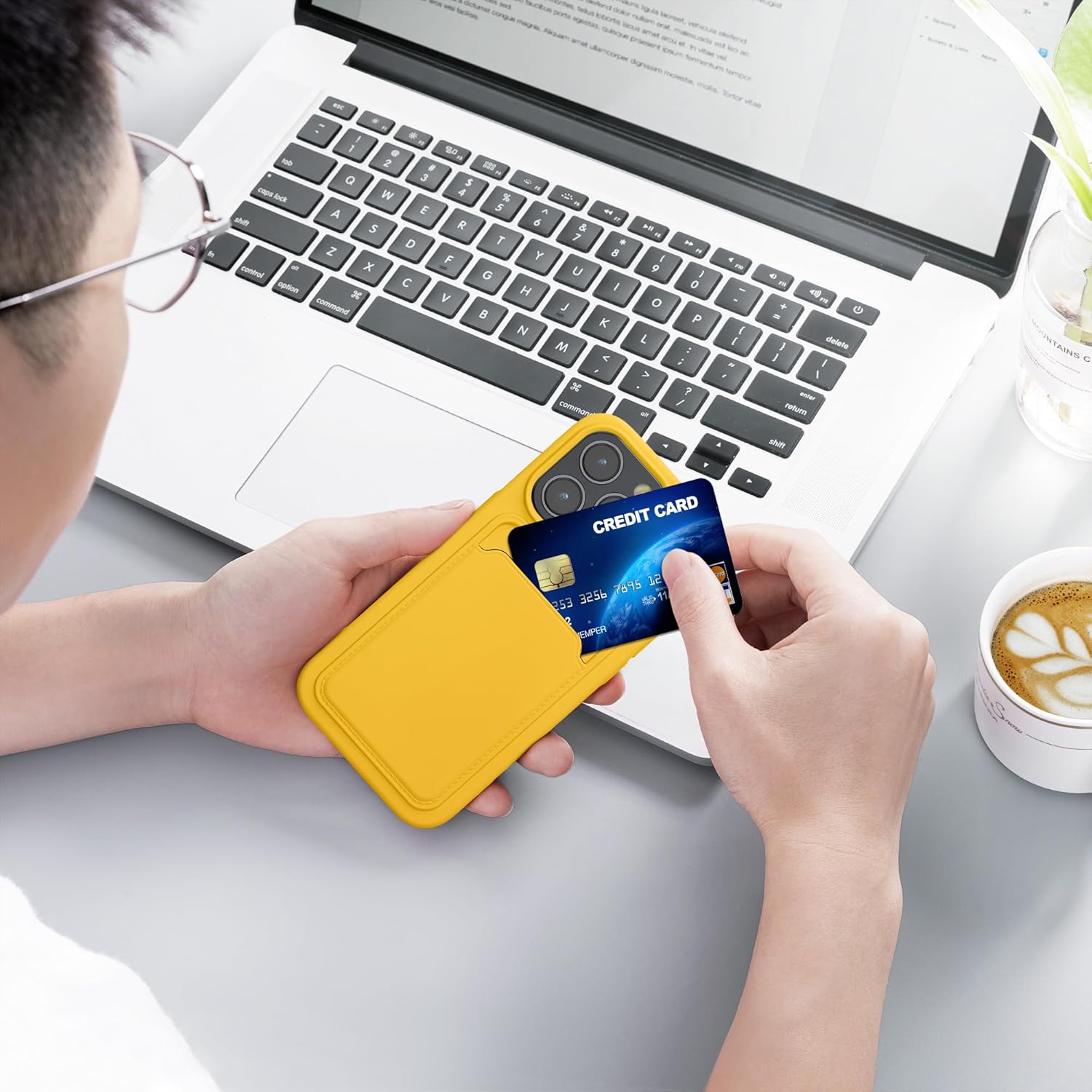 KW iPhone 15 Pro Θήκη Σιλικόνης TPU με Υποδοχή για Κάρτα - Bright Yellow