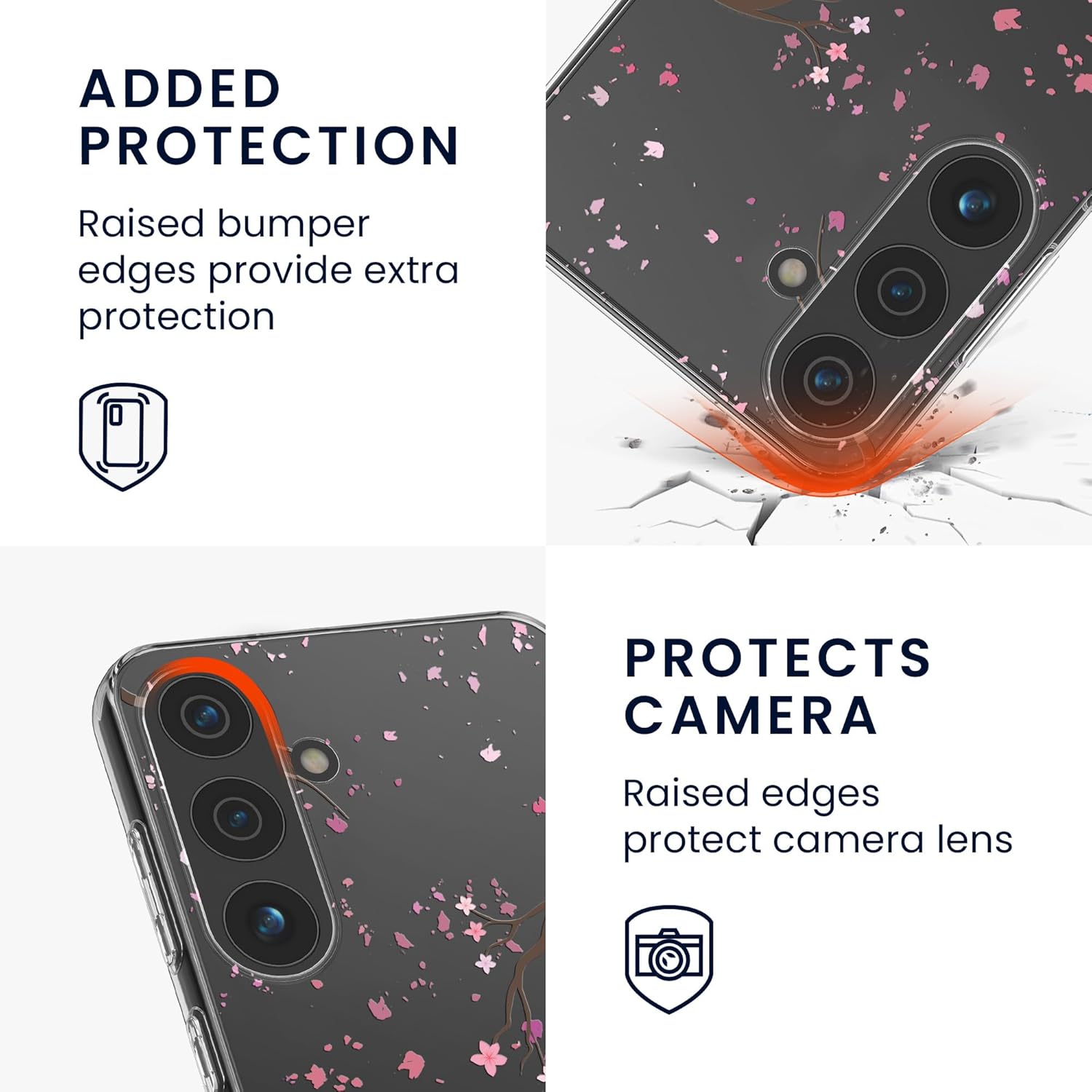 KW Samsung Galaxy S24 Λεπτή Θήκη Σιλικόνης TPU - Design Cherry Blossom Petals - Pink / Dark Brown / Διάφανη