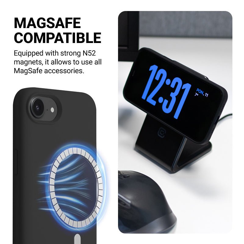 Crong iPhone 16e Color Cover Magnetic - Θήκη Σιλικόνης με MagSafe - Black