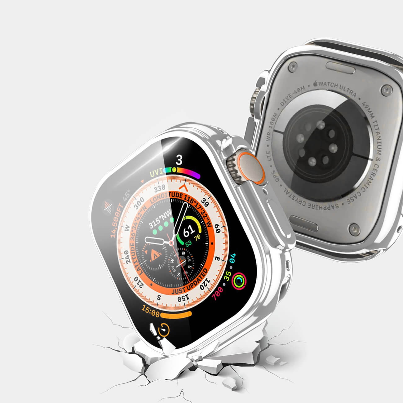 Dux Ducis Θήκη Apple Watch Ultra (1/2/3) - 49mm Samo Case Σιλικόνης - Silver