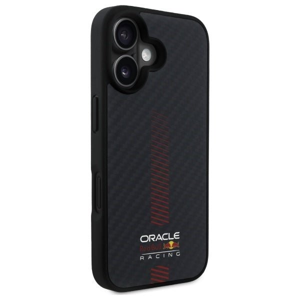 Red Bull iPhone 16 - Carbon Fiber Power Bar - MagSafe Σκληρή Θήκη με Πλαίσιο Σιλικόνης - Black - RBHMP16S24CFGSMK