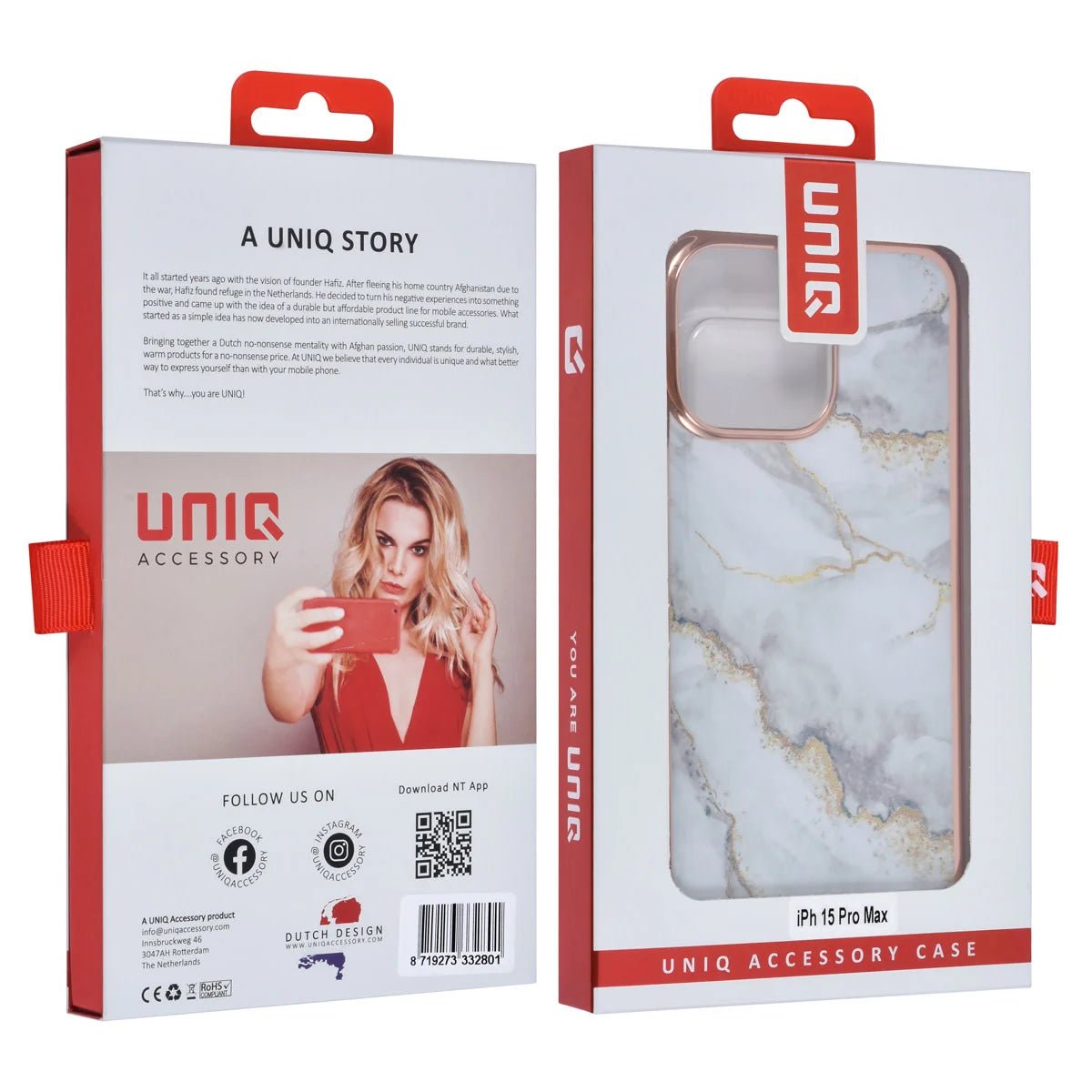 Tuniq iPhone 15 Pro Max - Σκληρή Θήκη με Πλαίσιο Σιλικόνης - Σχέδιο Μάρμαρο - Γκρί