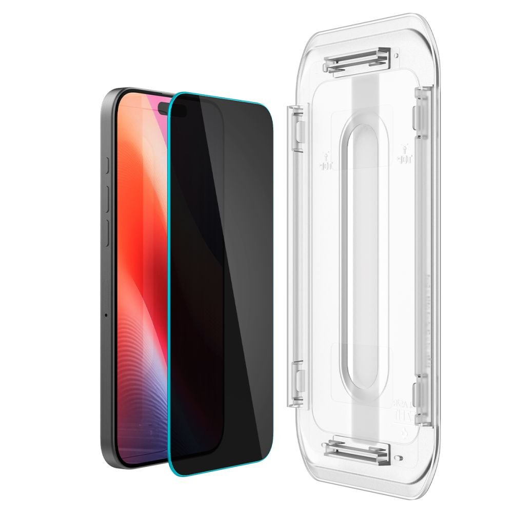 Spigen iPhone 16 Pro / iPhone 17 / iPhone 17 Pro Glas.TR Privacy EZ Fit 9H Αντιχαρακτικό Γυαλί Οθόνης - 2 Τεμάχια - Black - AGL07929