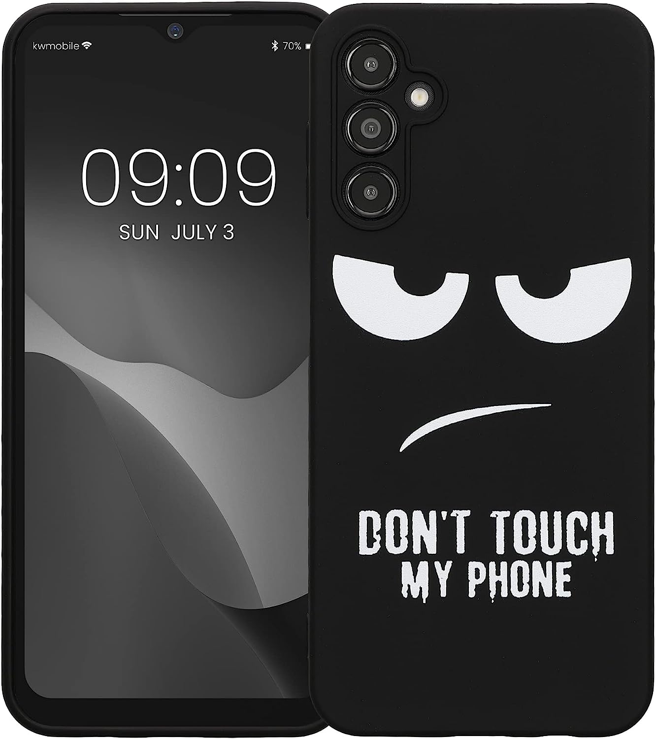 KW Samsung Galaxy A14 5G Θήκη Σιλικόνης Design Don't Touch My Phone - Black / White - 61244.01