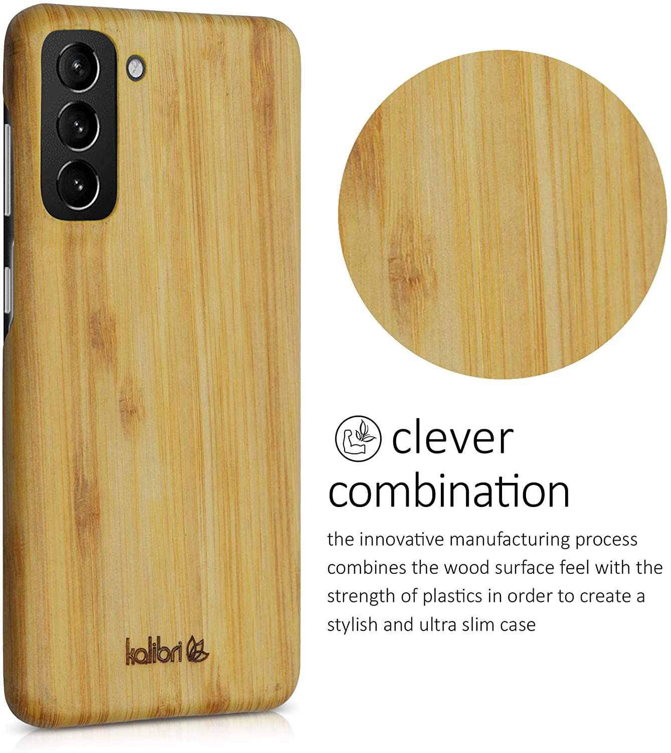 Kalibri Samsung Galaxy S21 Σκληρή Θήκη από Φυσικό Ξύλο - Light Brown - 54064.24