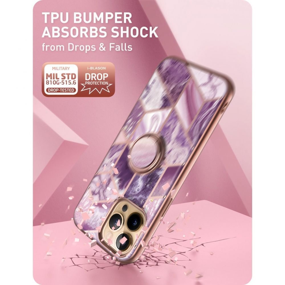 i - Blason iPhone 13 Pro IBLSN Cosmo Snap Σκληρή Θήκη με Δαχτυλίδι Συγκράτησης - Marble Purple