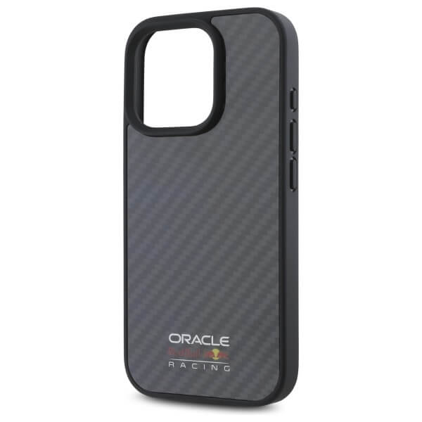 Red Bull iPhone 16 Pro Max - Carbon Fiber Shiny Logo - MagSafe Σκληρή Θήκη με Πλαίσιο Σιλικόνης - Black - RBHMP16X24CFILSK