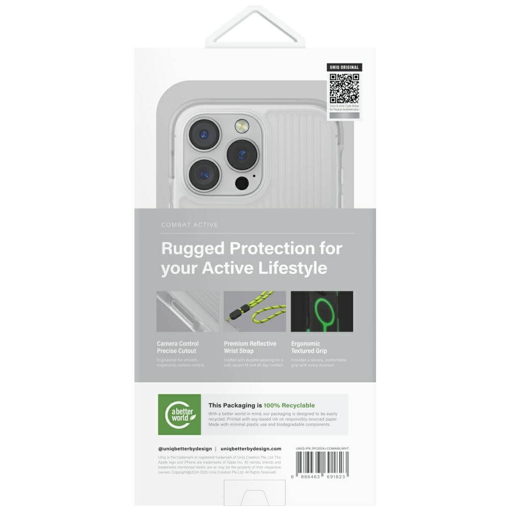 Uniq iPhone 16 Pro Combat Active MagClick Charging - Σκληρή Θήκη με Πλαίσιο Σιλικόνης και MagSafe - Lume White