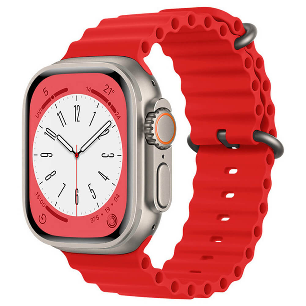 Techsuit Λουράκι Apple Watch 4/5/6/7/8/9/10/11 - SE (1/2/3) - ULTRA (1/2/3) - 44/45/46/49mm Watchband W038 Σιλικόνης - Red