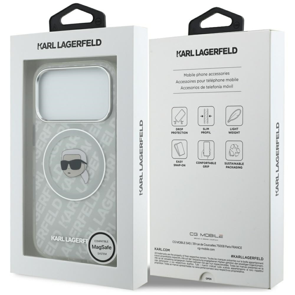 Karl Lagerfeld iPhone 17 Pro - IML Karl Head Logo MagSafe - Σκληρή Θήκη με Πλαίσιο Σιλικόνης - Grey - KLHMP17LHMKBKHOG