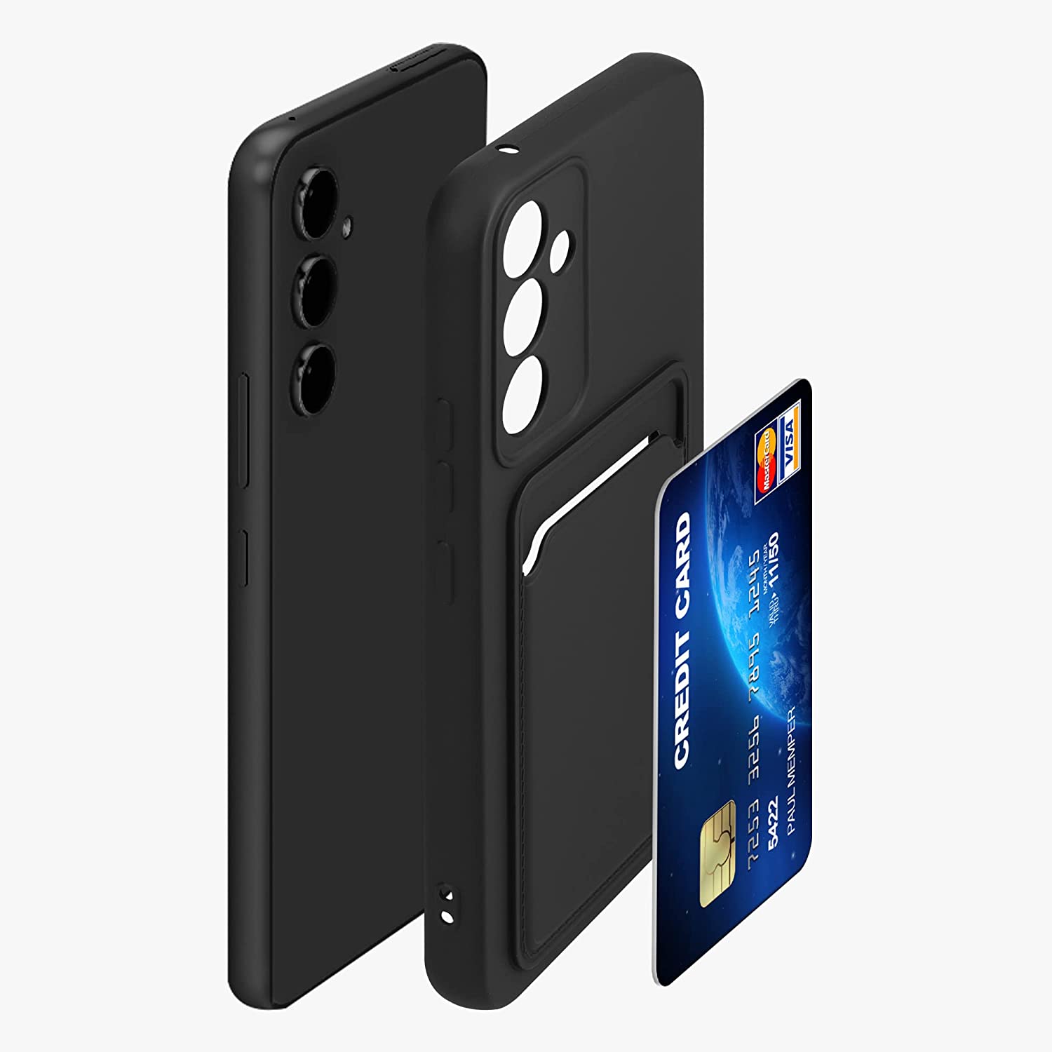 KW Samsung Galaxy A54 5G Θήκη Σιλικόνης TPU με Υποδοχή για Κάρτα - Black - 61354.01