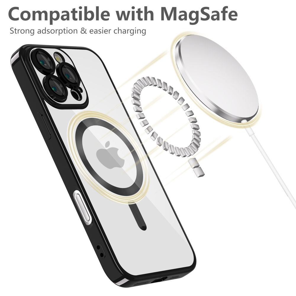 Tech - Protect iPhone 16 Pro Max MagFlex Θήκη Σιλικόνης TPU με MagSafe - Διάφανη / Shiny Black