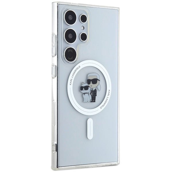 Karl Lagerfeld Samsung Galaxy S24 Ultra - IML Karl and Choupette MagSafe Σκληρή Θήκη με Πλαίσιο Σιλικόνης και MagSafe - Διάφανη - KLHMS24LHGKCNOT