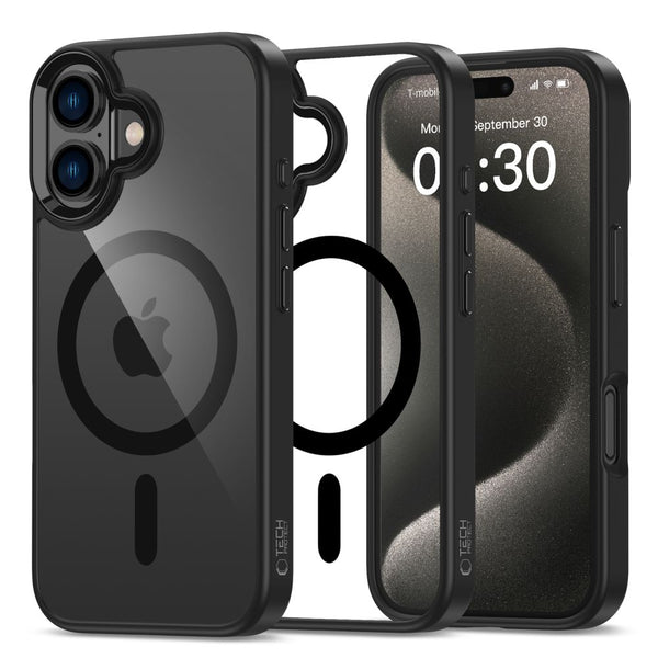 Tech - Protect iPhone 16 MagMat Σκληρή Θήκη με Πλαίσιο Σιλικόνης και MagSafe - Black / Clear
