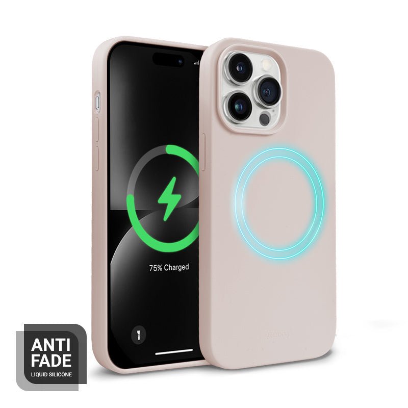 Crong iPhone 14 Pro Color Cover Magnetic - Θήκη Σιλικόνης με MagSafe - Sand Pink