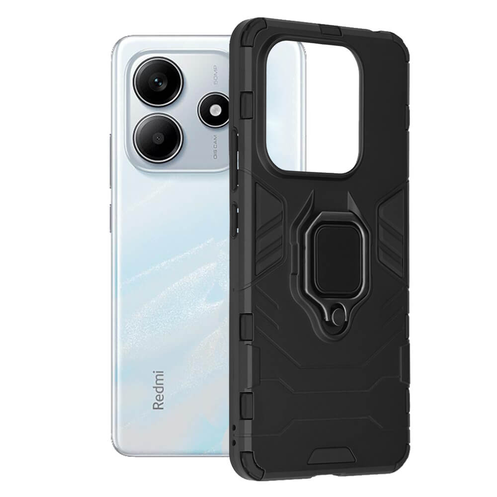 Techsuit Xiaomi Redmi Note 14 5G - Silicone Shield - Σκληρή Θήκη με Δαχτυλίδι Συγκράτησης - Black