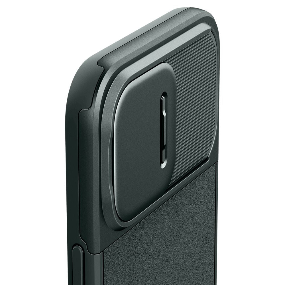 Spigen iPhone 15 Pro Optik Armor Mag Θήκη Σιλικόνης με Κάλυμμα για την Κάμερα και MagSafe - Abyss Green