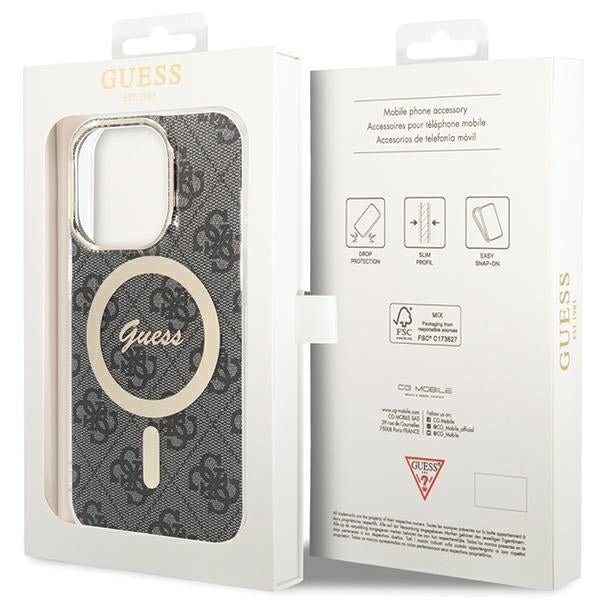 Guess iPhone 15 Pro Max IML 4G MagSafe Σκληρή Θήκη με Πλαίσιο Σιλικόνης και MagSafe - Black - GUHMP15XH4STK