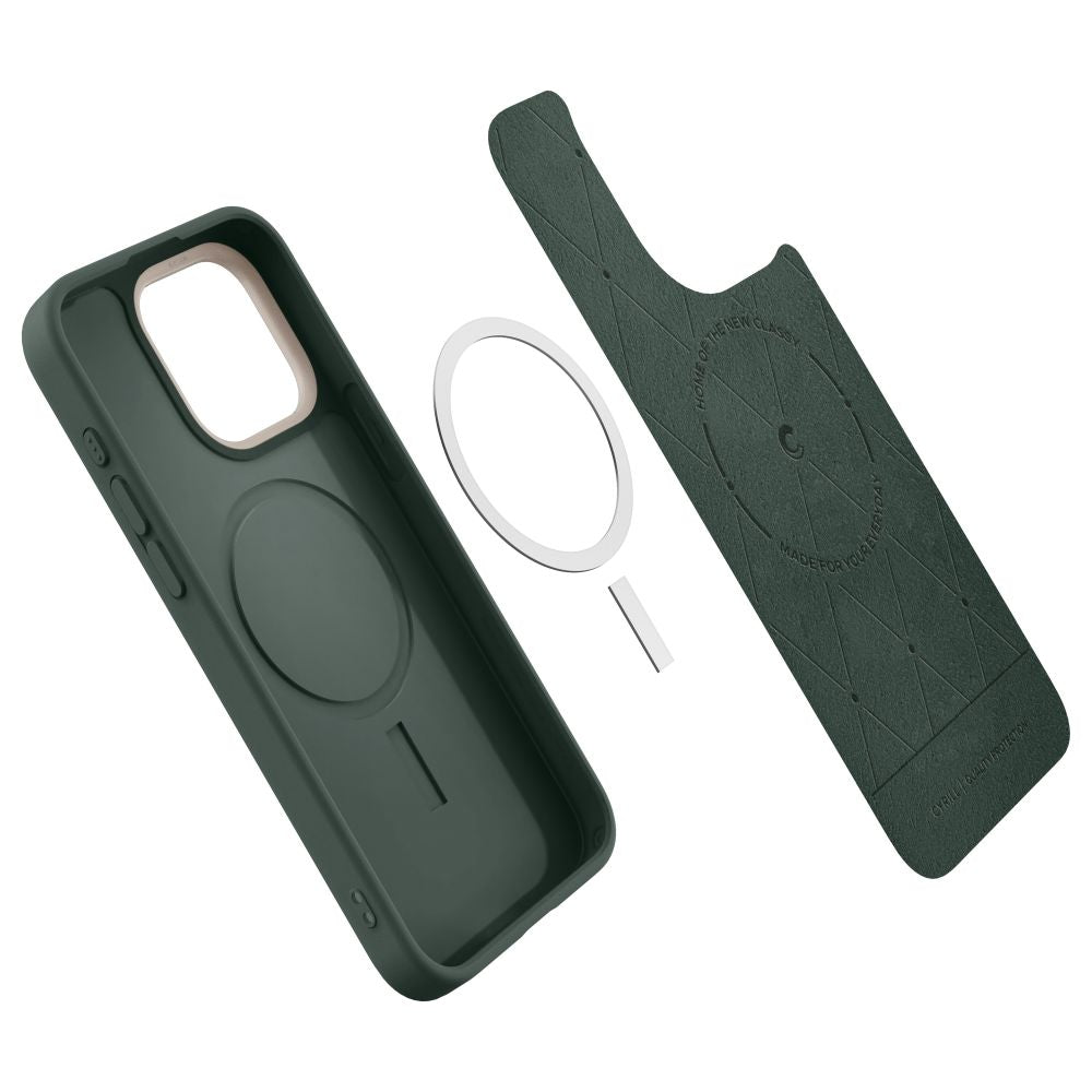 Spigen Cyrill iPhone 15 Pro Max Kajuk Mag Θήκη με Επένδυση Συνθετικού Δέρματος και MagSafe - Forest Green