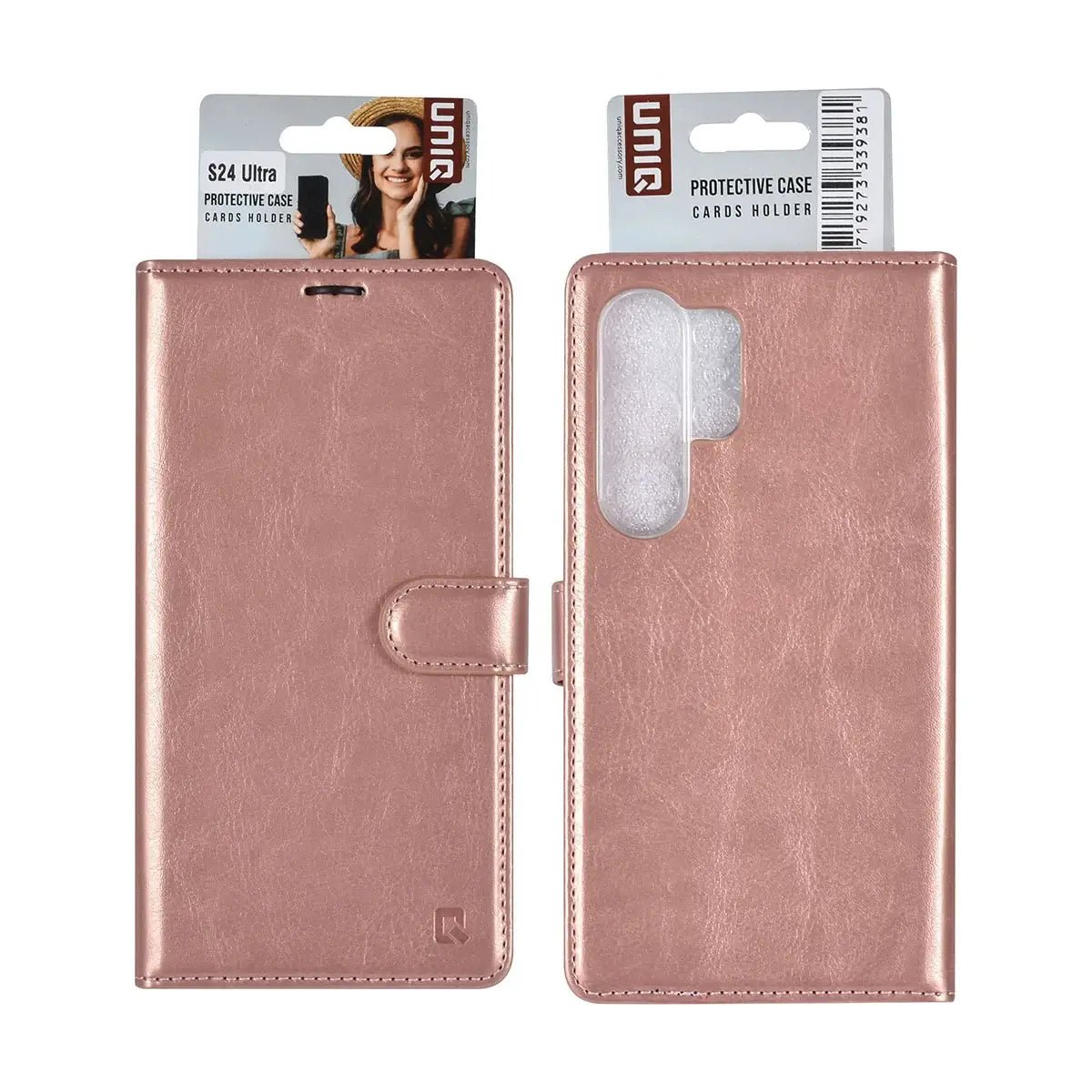 Tuniq Samsung Galaxy S24 Ultra - Θήκη Πορτοφόλι Stand από Δερματίνη - Rose Gold