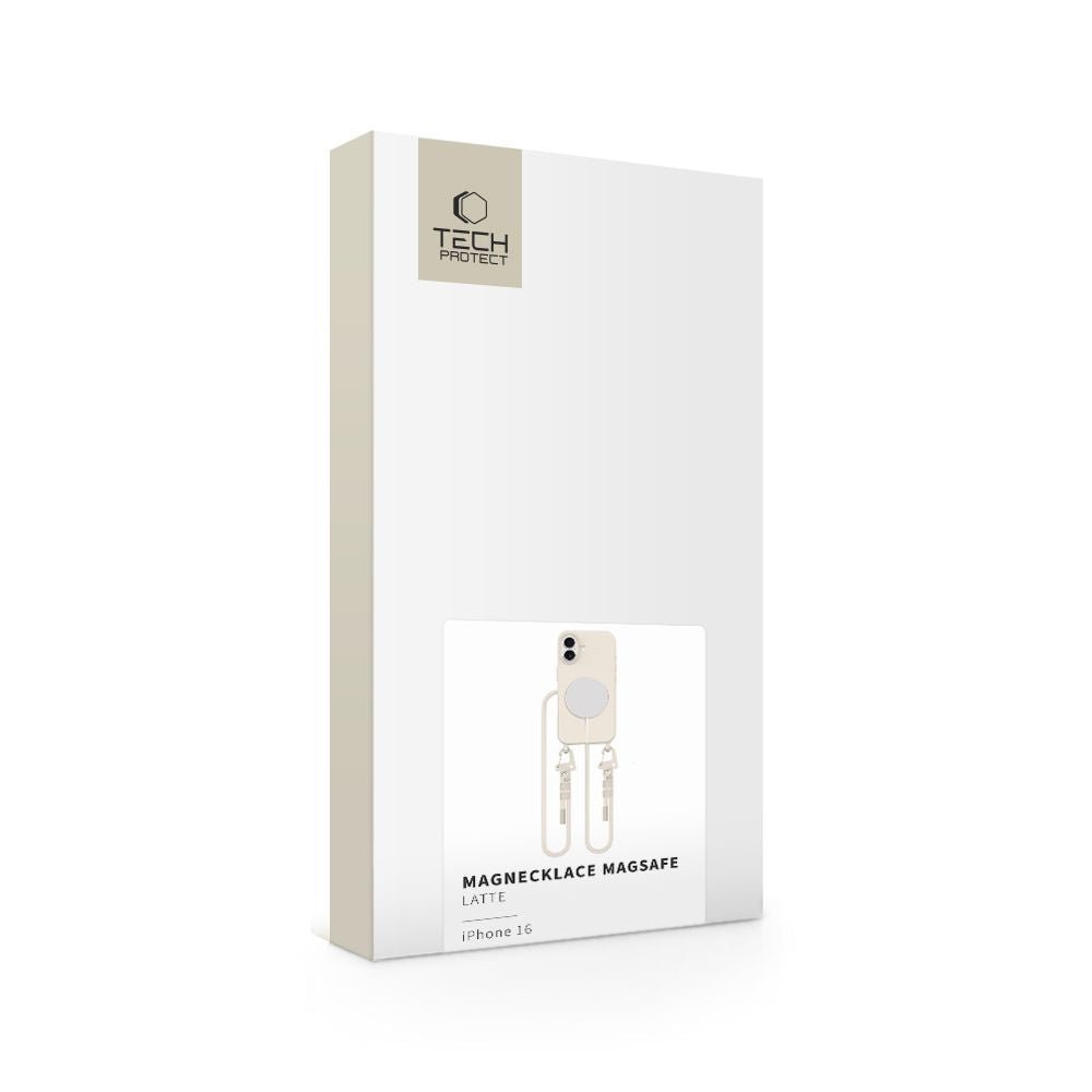 Tech - Protect iPhone 16 MagNecklace - MagSafe Θήκη Σιλικόνης TPU με Pυθμιζόμενο Αποσπώμενο Κορδόνι - Latte
