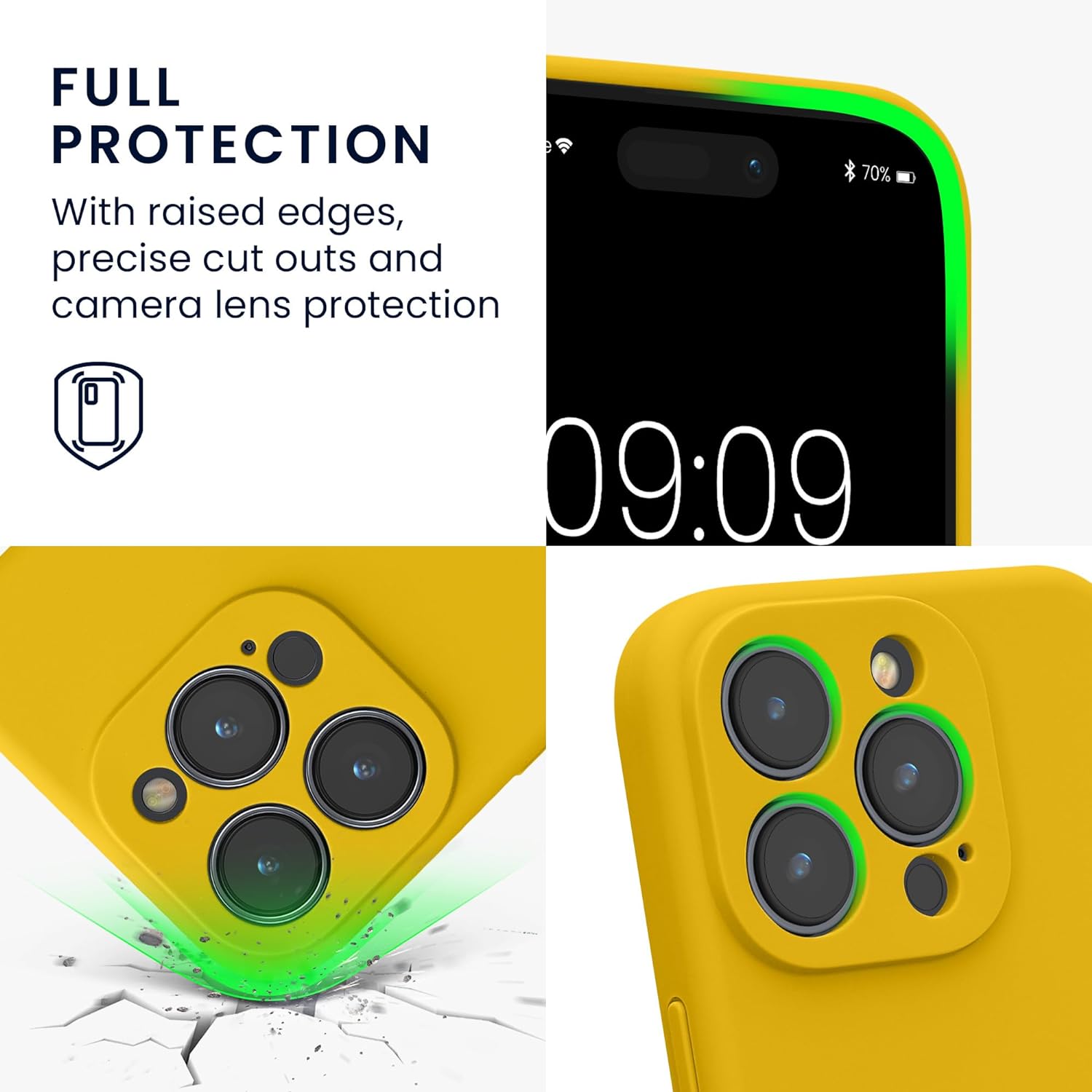 KW iPhone 15 Pro Θήκη Σιλικόνης Rubberized TPU - Bright Yellow