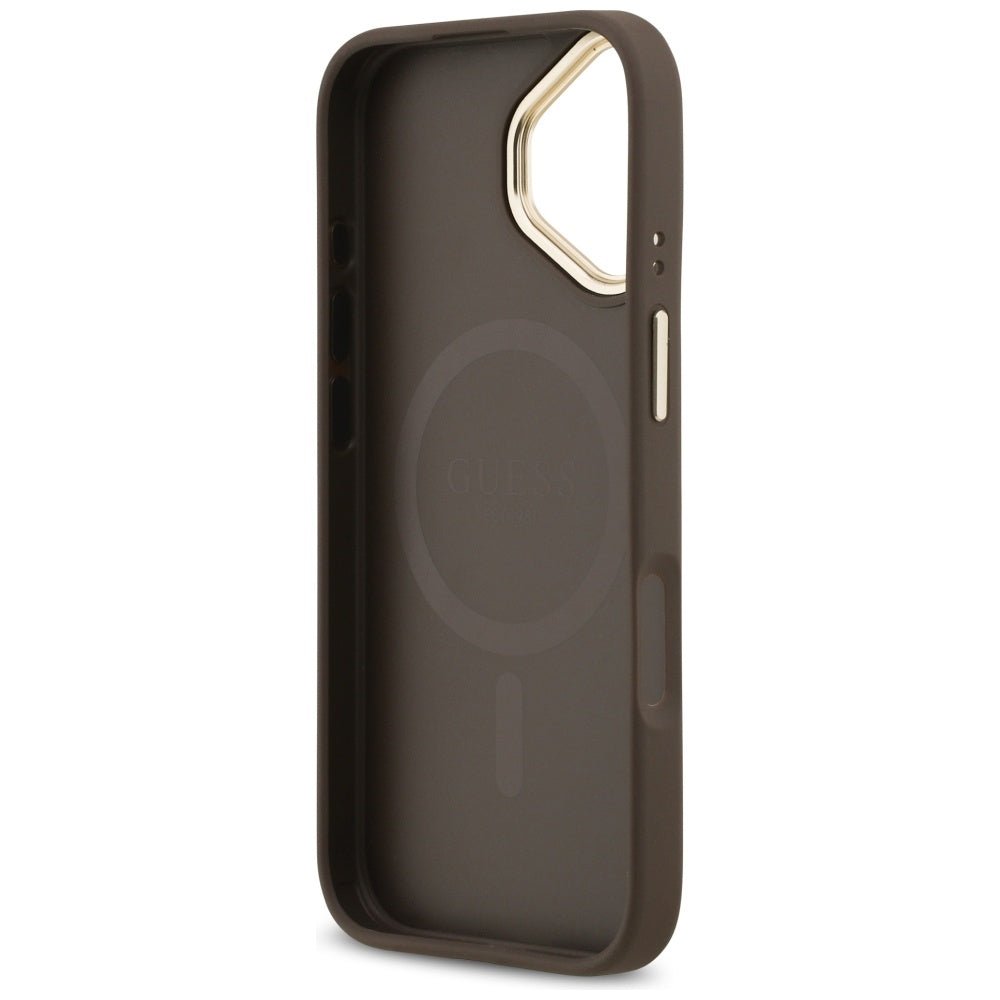Guess iPhone 17 - 4G Stripe MagSafe - Θήκη με Επένδυση Συνθετικού Δέρματος - Brown - GUHMP17SPG4SEMCW
