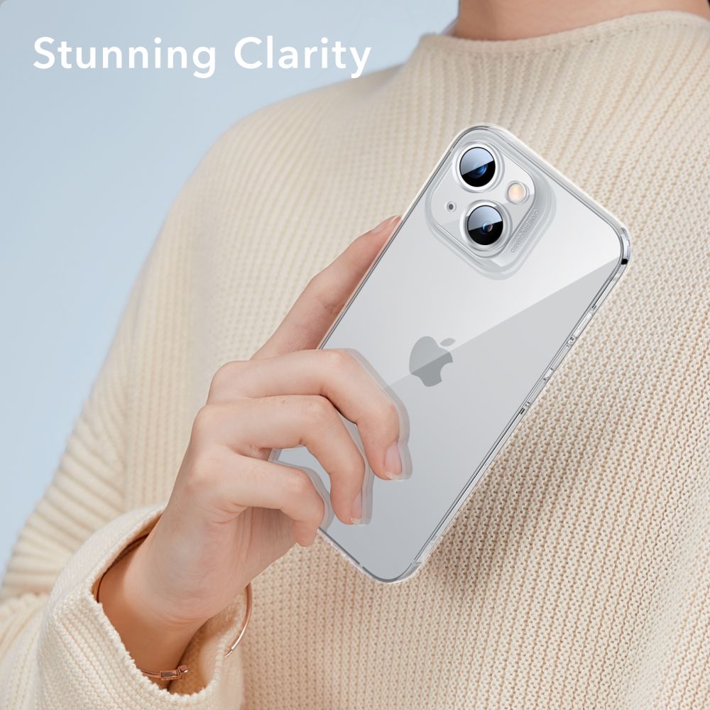 ESR iPhone 14 Plus / iPhone 15 Plus Ice Shield Θήκη με Πλαίσιο Σιλικόνης και Όψη Γυαλιού Tempered Glass - Διάφανη