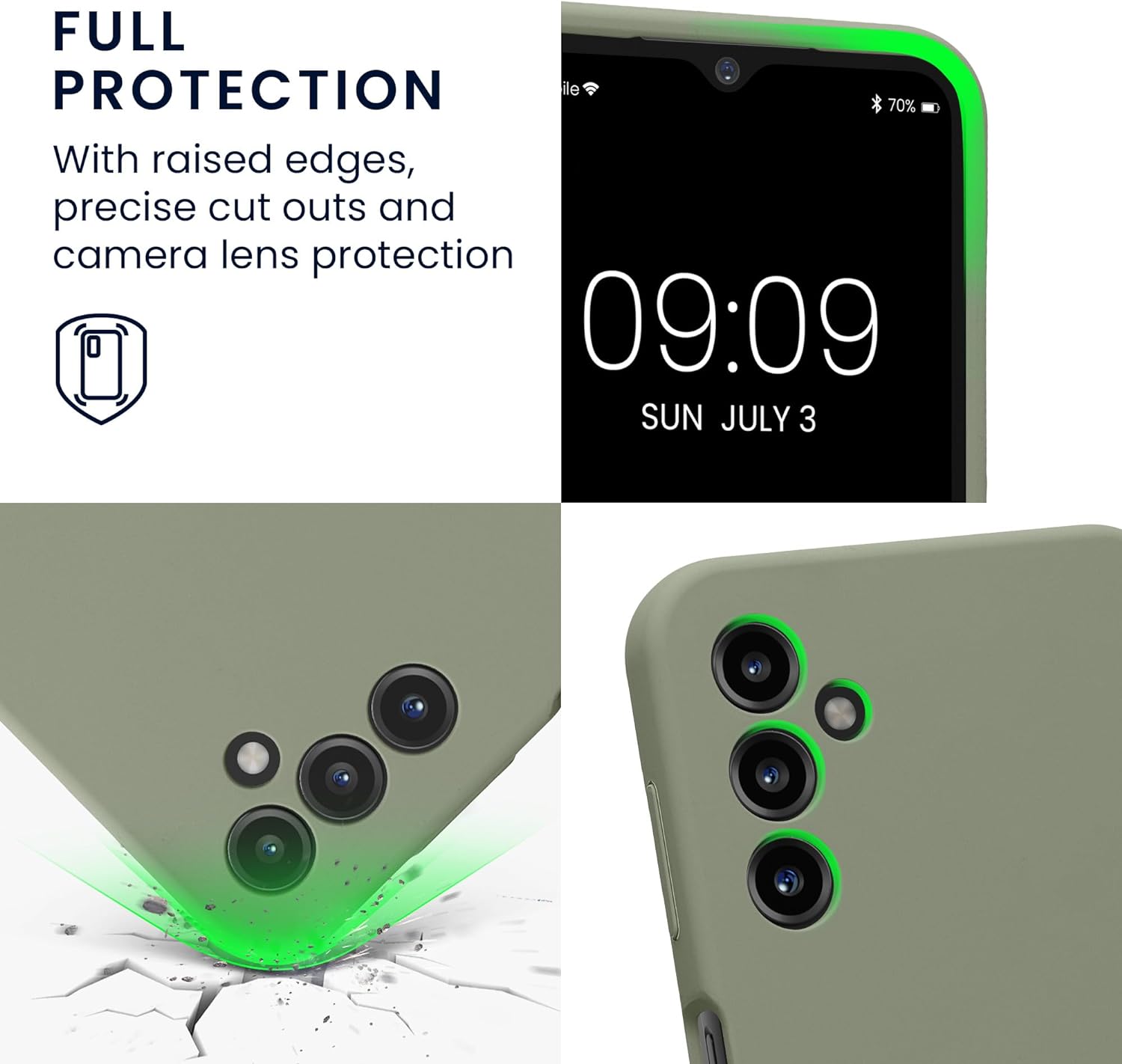 KW Samsung Galaxy A14 5G Θήκη Σιλικόνης Rubberized TPU - Grey Green