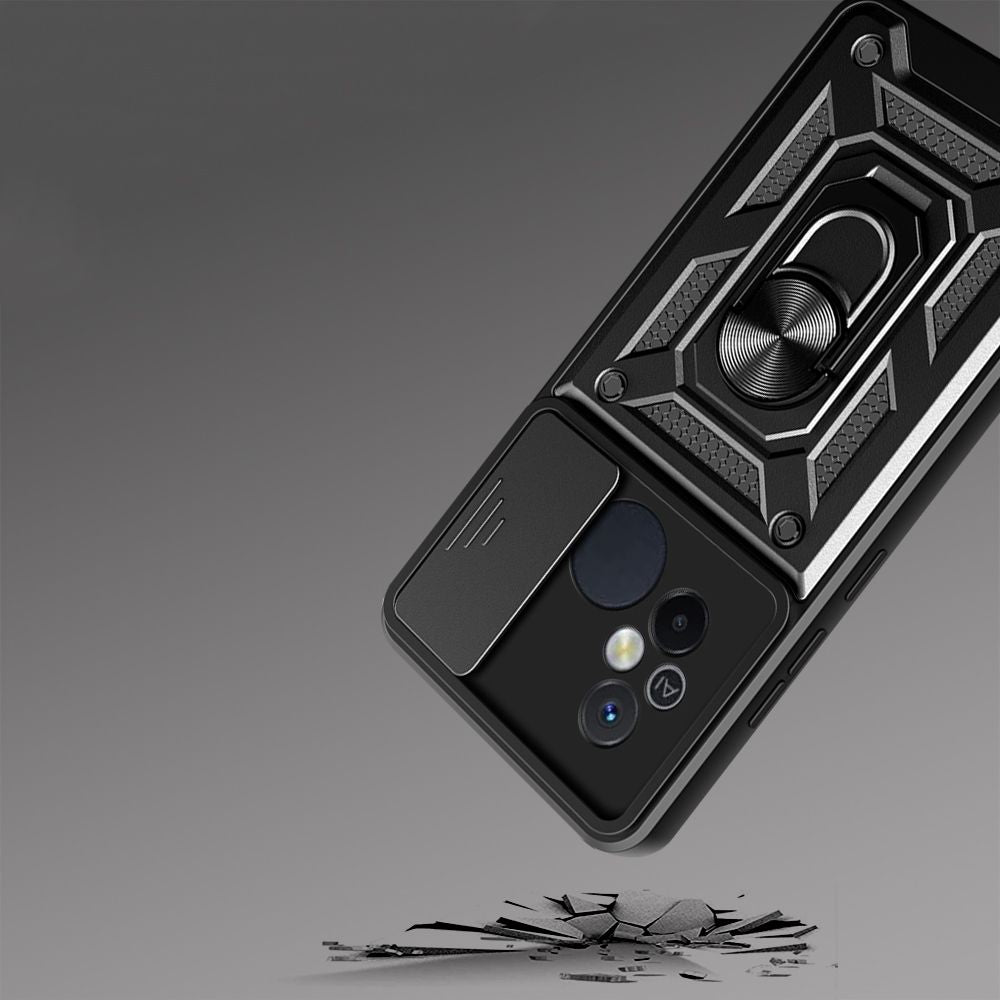 Tech - Protect Xiaomi Redmi 12C Camshield Pro Σκληρή Θήκη με Πλαίσιο Σιλικόνης και Δαχτυλίδι Συγκράτησης - Black