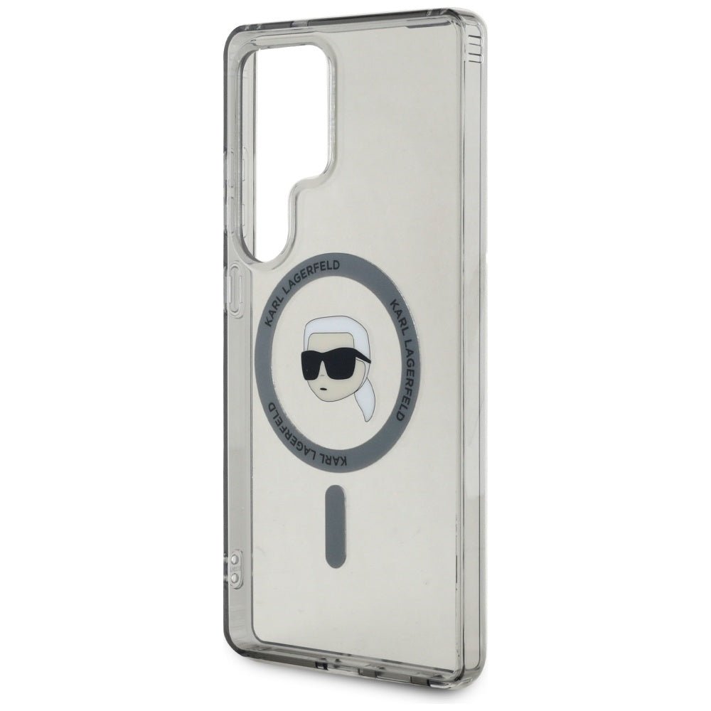 Karl Lagerfeld Samsung Galaxy S25 Ultra - Button Karl Head Printed Logo - MagSafe Σκληρή Θήκη με Πλαίσιο Σιλικόνης - Black - KLHMS25LHLSKIK