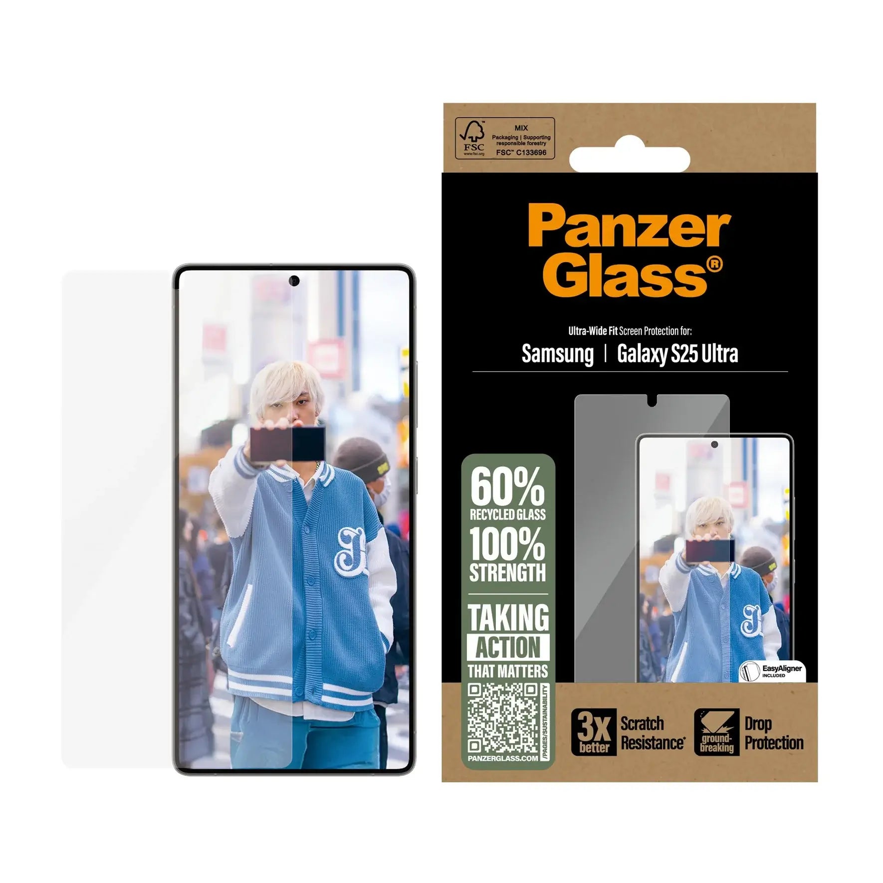 PanzerGlass Samsung Galaxy S25 Ultra - Ultra - Wide Fit Case Friendly Full Screen Αντιχαρακτικό Γυαλί Οθόνης - Διάφανο