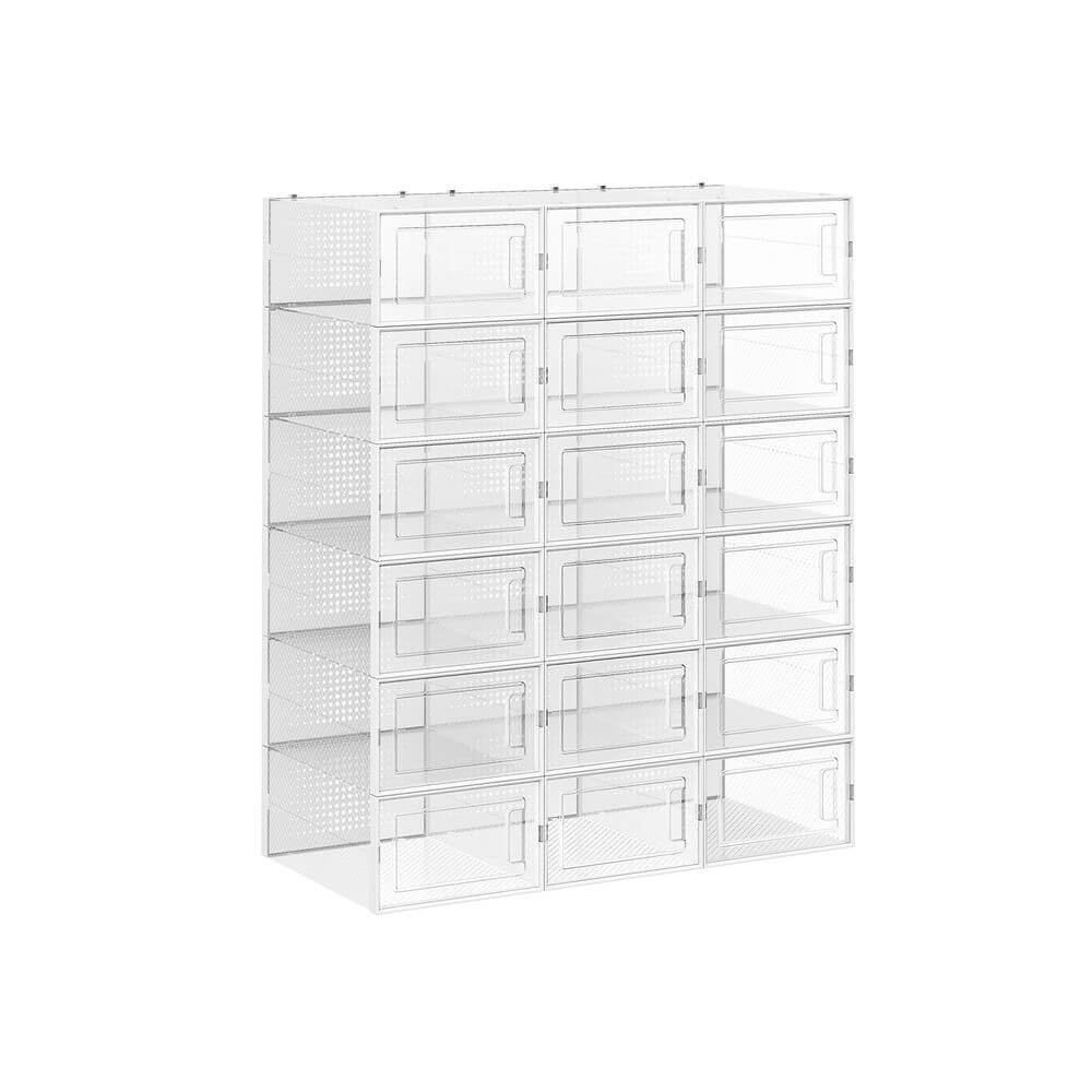 Songmics Σετ με 18 Κουτιά Αποθήκευσης Υποδημάτων - White / Διάφανα - LSP18SWTV1