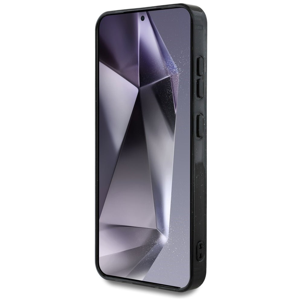 Guess Samsung Galaxy S25 Plus - 4G Glitter Triangle Buttons - MagSafe Σκληρή Θήκη με Πλαίσιο Σιλικόνης - Black - GUHMS25MHG4PRTGK