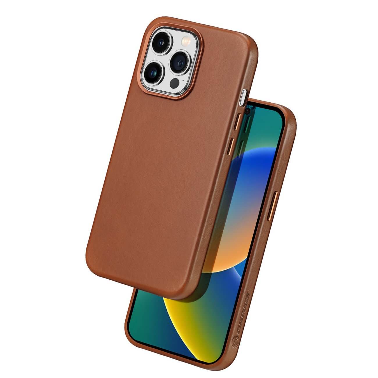 Dux Ducis iPhone 14 Pro Naples Leather Case Θήκη με Επένδυση Γνήσιου Δέρματος και MagSafe - Brown