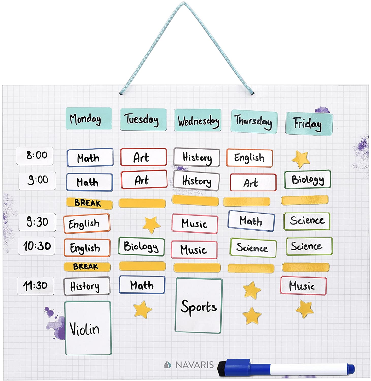 Navaris Μαγνητικός Πίνακας Εβδομαδιαίου Προγράμματος για Παιδιά - 40 x 32 cm - Multicolor - 50237.01