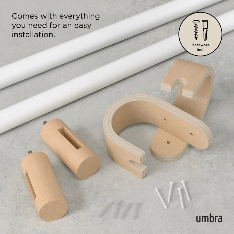 Umbra Bellwood Μεταλλικό Κουρτινόξυλο με Ξύλινα Τελειώματα - White / Natural