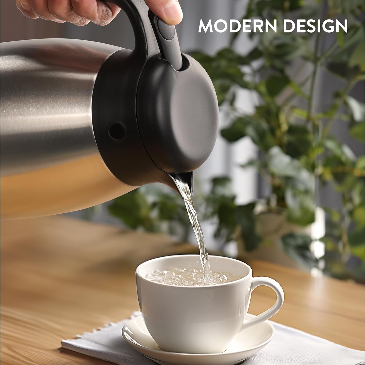 Navaris Κανάτα Θερμός από Ανοξείδωτο Ατσάλι - 2 L - Silver - 51053.03