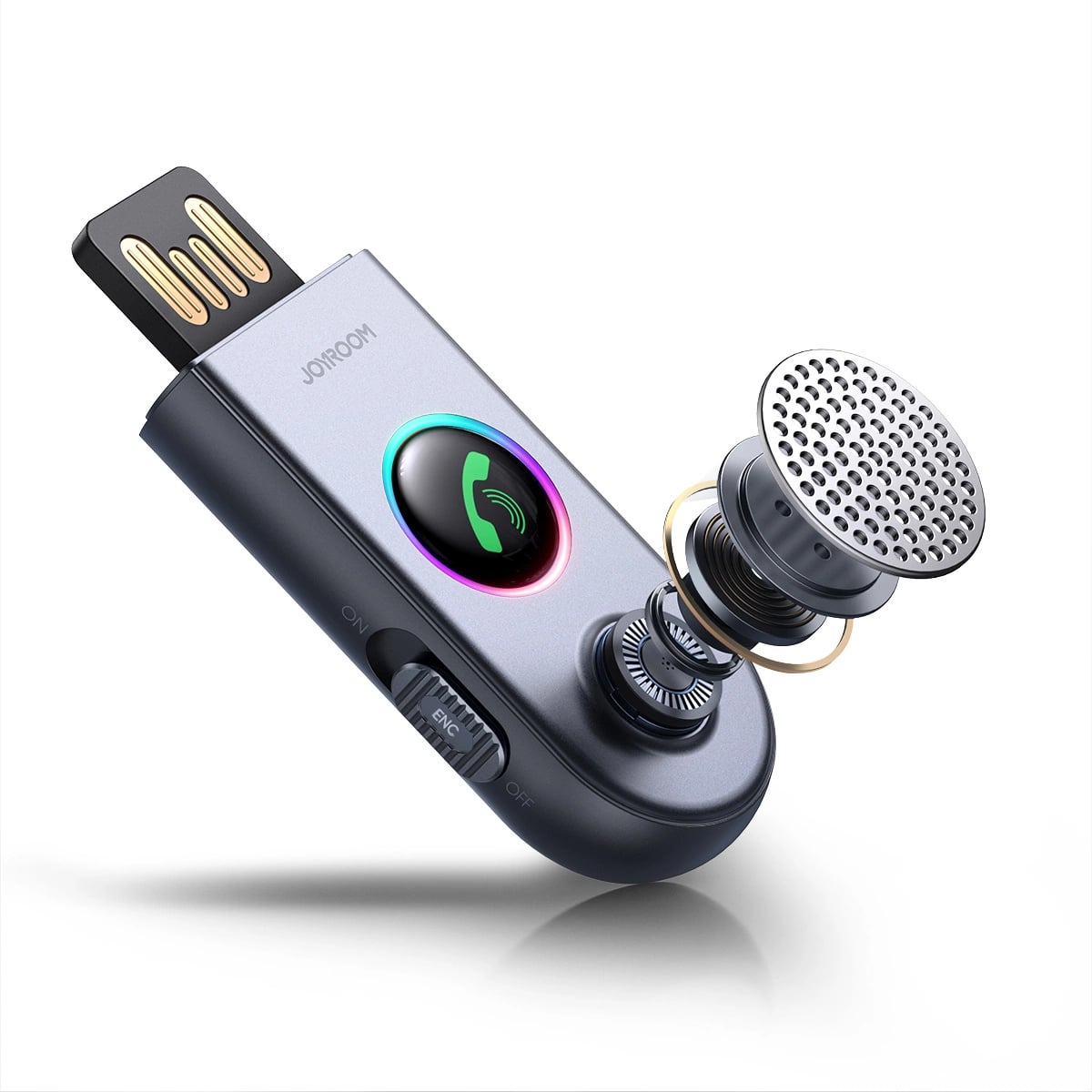Joyroom JR - CB6 Bluetooth AUX Receiver για Αναπαραγωγή Μουσικής / Κλήσεις στο Αυτοκίνητο - Grey